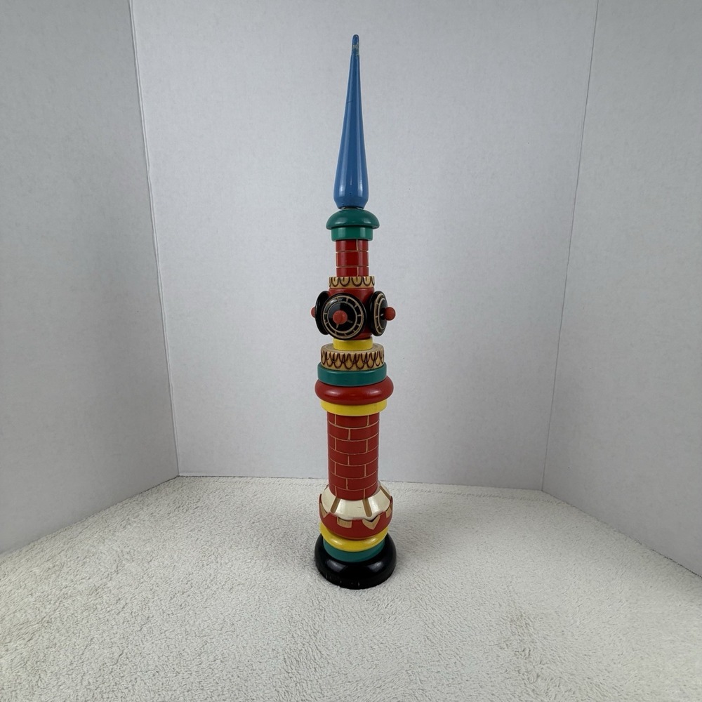 Vintage Russian Tall Wooden Stacking Kremlin Clock Tower Toy Puzzle 18"